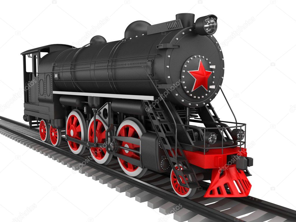 Steam locomotive isolated on white
