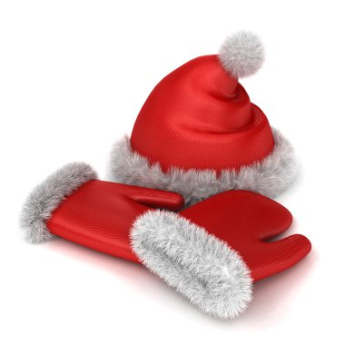 Santa's hat and mitten clipart