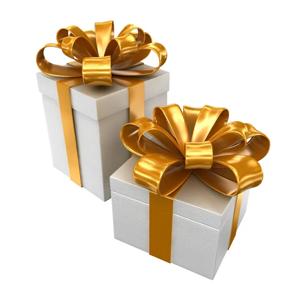 Two boxes with a gold ribbon — Stock Photo, Image