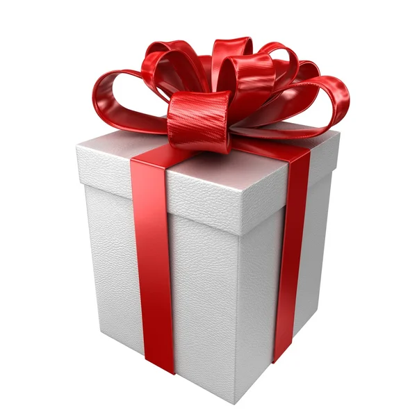 Box with a red ribbon — Stock Photo, Image