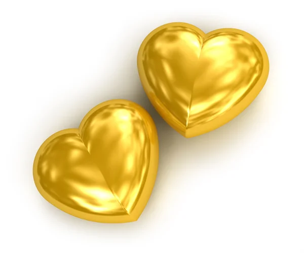 Två guld hjärtan — Stockfoto