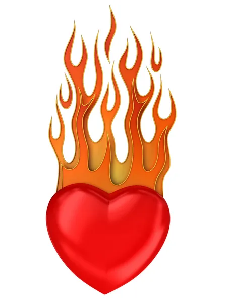 Srdce s ohněm — Stock fotografie