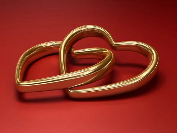 Dois corações de ouro — Fotografia de Stock