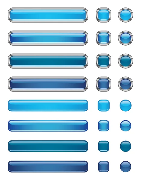 Kolekce modrá tlačítka — Stockový vektor