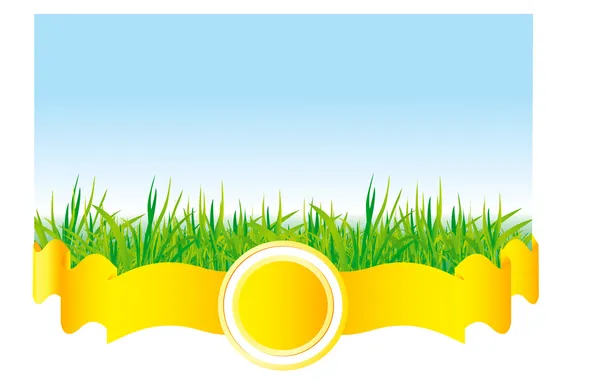 Green grass with yellow ribbon — Stock Vector