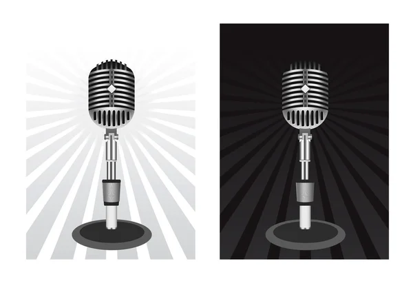 Magnifique microphone vectoriel noir rétro — Image vectorielle