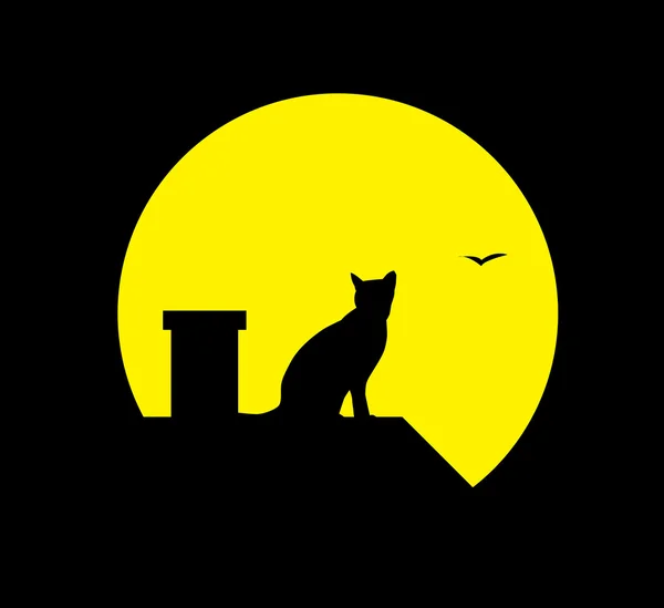 Gato na lua —  Vetores de Stock