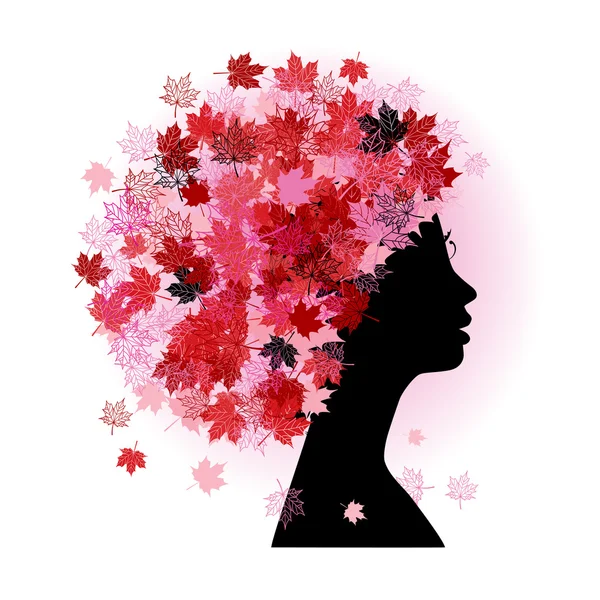 程式化的女人的发型。金秋时节. — 图库矢量图片