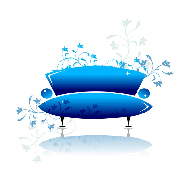 Блакитному дивані дизайн — стоковий вектор