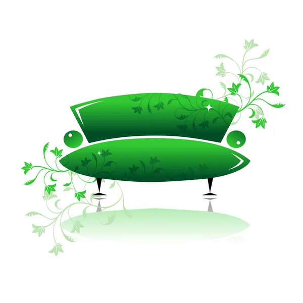 Grön soffa design — Stock vektor