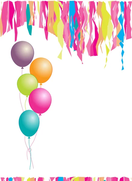 生日快乐！气球和纸屑。我 — 图库矢量图片