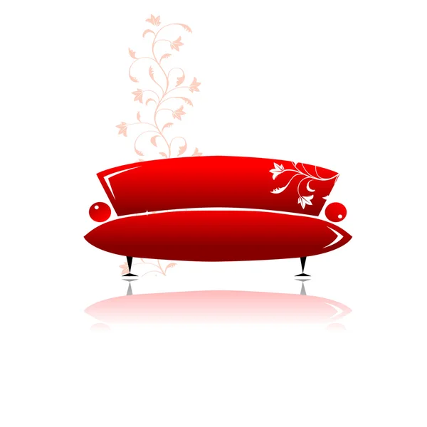 Design de sofá vermelho — Vetor de Stock