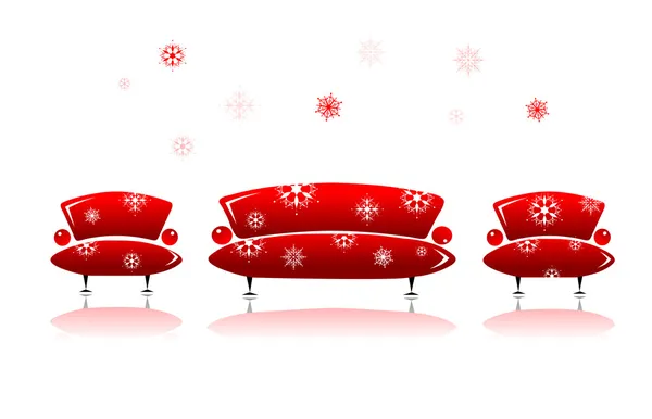 Sofa and armchair, christmas design — Stock Vector