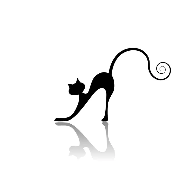 Fekete macska sziluett a design — Stock Vector