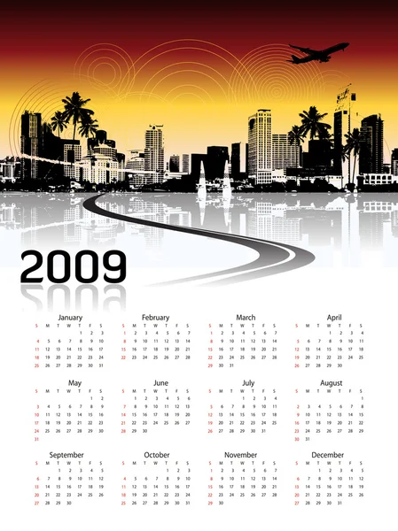 Stadsbilden bakgrund, kalender — Stock vektor