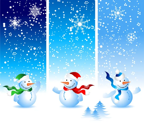 圣诞贺卡、 雪人 — 图库矢量图片