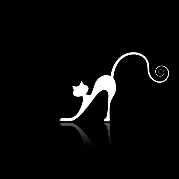 White cat silhouette for your design — Stock Vector