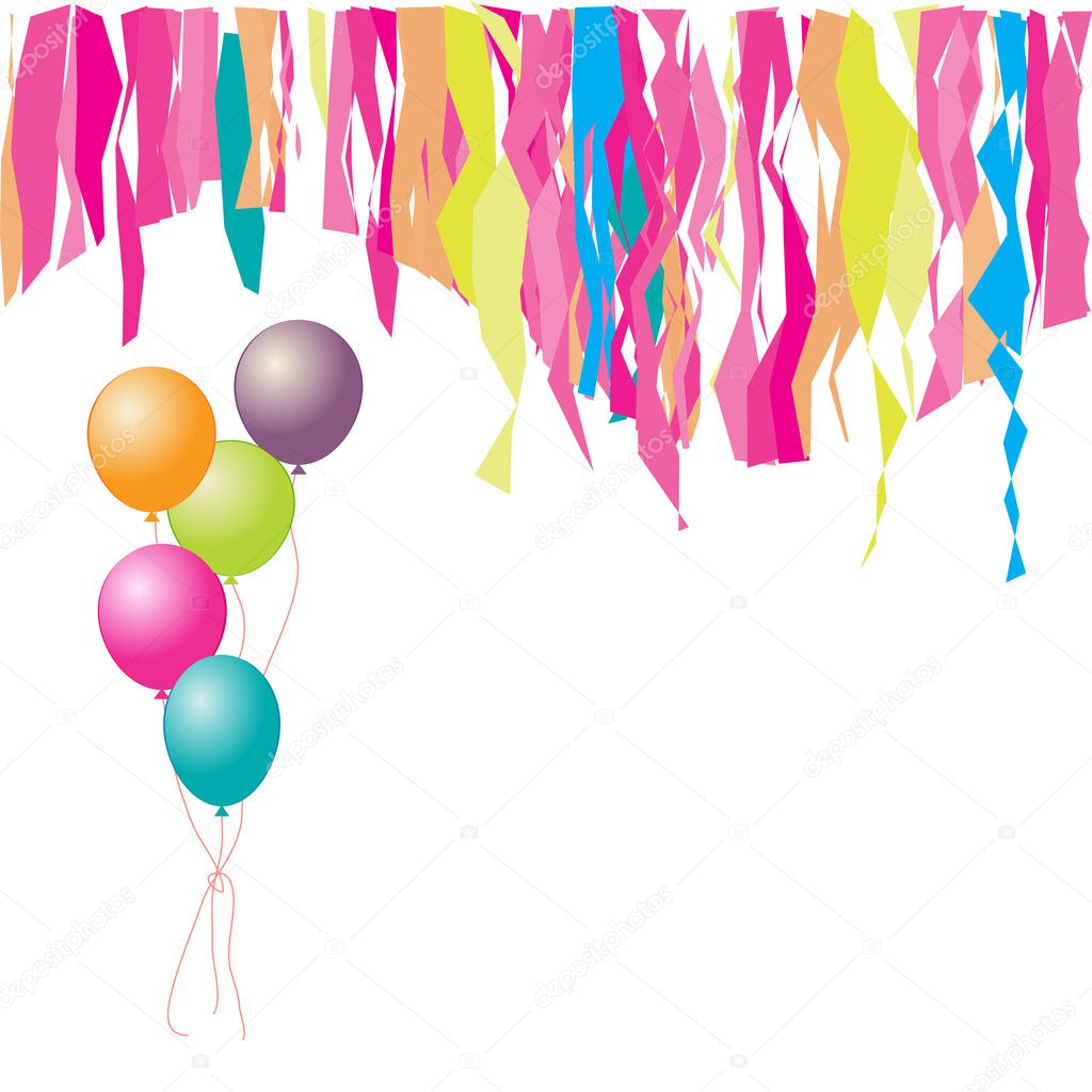 Happy birthday! Balloons and confetti. I