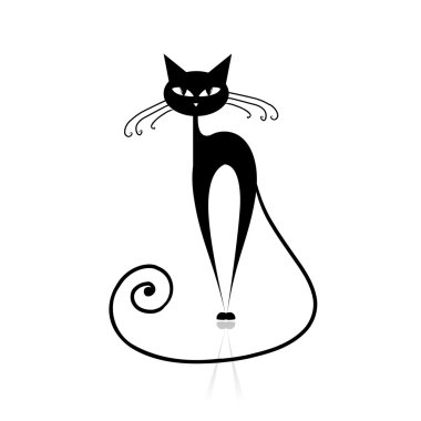 Tasarımınız için siyah kedi silueti