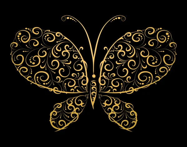 Silhueta borboleta dourada — Vetor de Stock