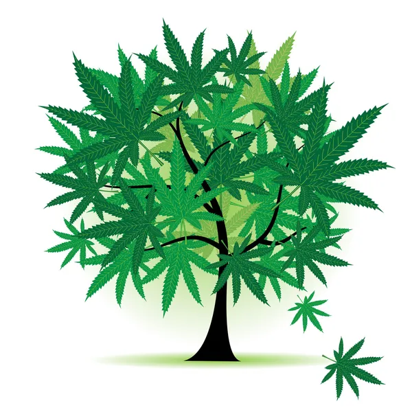 Art tree fantasy, cannabis leaf — Stock Vector