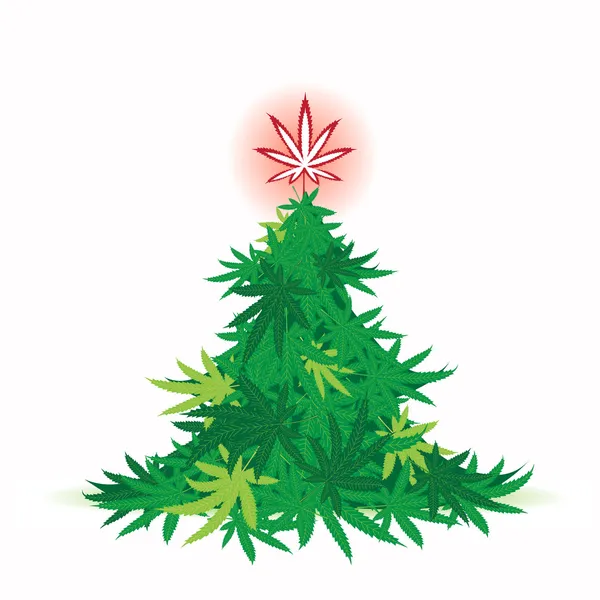Vánoční strom, listy konopí — Stockový vektor