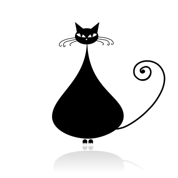 Silhouette chat noir pour votre design — Image vectorielle