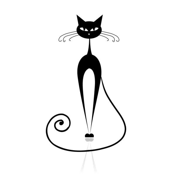 Силует чорного кота для вашого дизайну — стоковий вектор
