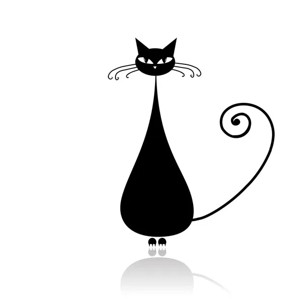 Černá kočka silueta pro váš design — Stockový vektor