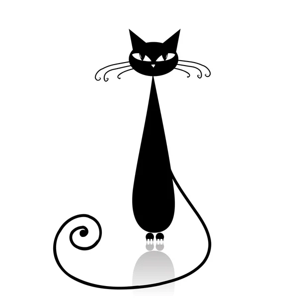 Silueta de gato negro para tu diseño — Archivo Imágenes Vectoriales