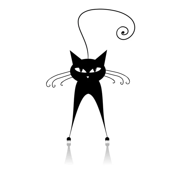 Silueta de gato negro para tu diseño — Vector de stock