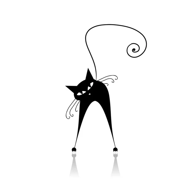 あなたのデザインのための黒猫シルエット — ストックベクタ