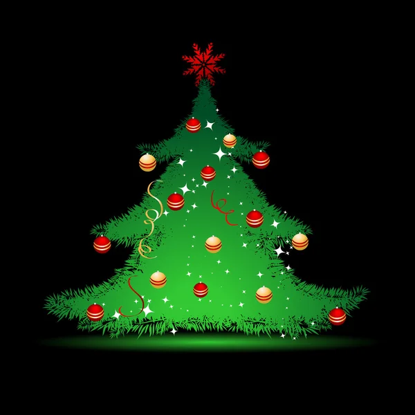 Árbol de Navidad sobre fondo negro — Archivo Imágenes Vectoriales