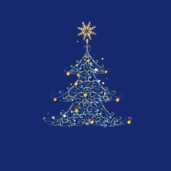 Karácsonyfa, arany dísz — Stock Vector