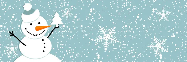 Šťastný sněhulák, vánoční přání — Stockový vektor
