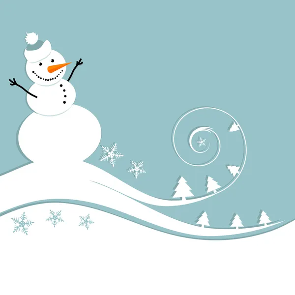 Feliz boneco de neve, cartão de Natal —  Vetores de Stock