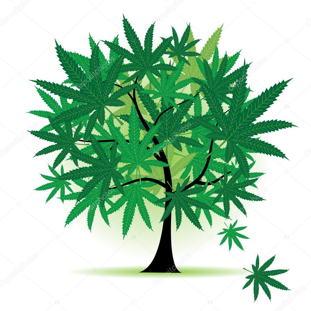 Art tree fantasy, cannabis leaf
