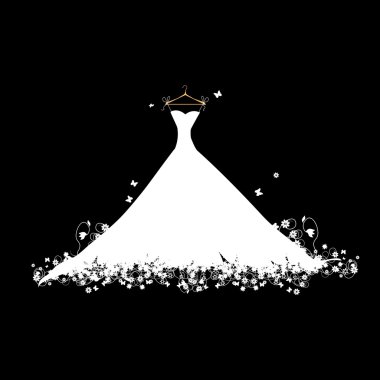 siyah üzerine beyaz düğün elbise