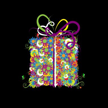 Floral gift box. clipart