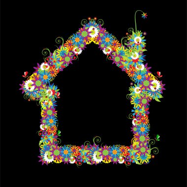 Floral house shape. clipart