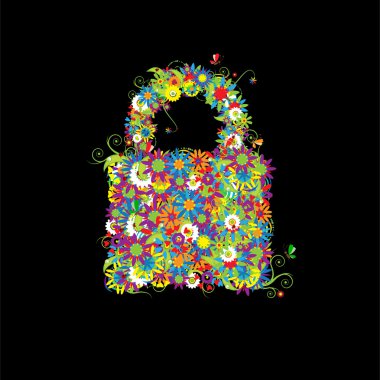 Closed lock, floral style. clipart