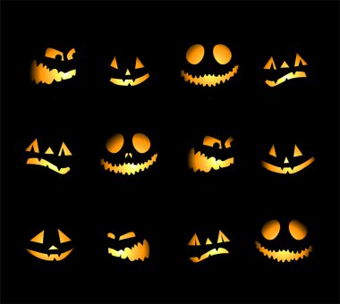 Halloween night background, pumpkins clipart