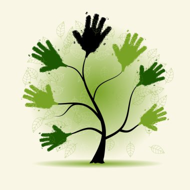 Hands tree illustration clipart