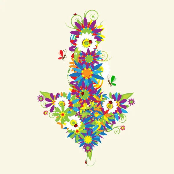 Flèche, motif floral — Image vectorielle