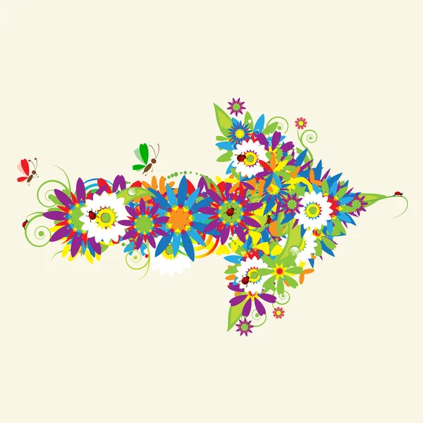 Flèche, motif floral . — Image vectorielle