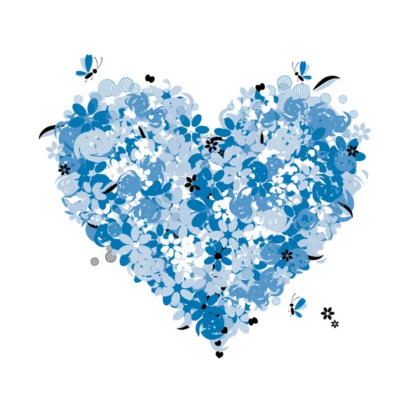 Květinové srdce tvar, láska — Stockový vektor