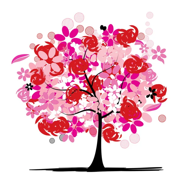Floral árvore bonita — Vetor de Stock
