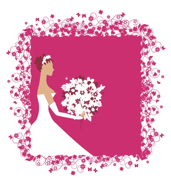 Sposa bella con bouquet — Vettoriale Stock