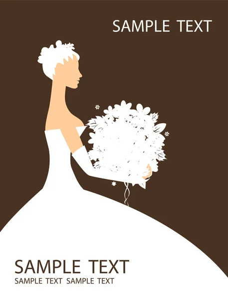 Mariée belle avec bouquet — Image vectorielle