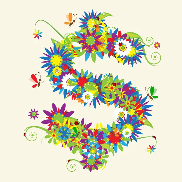 Un dollar. Conception florale . — Image vectorielle